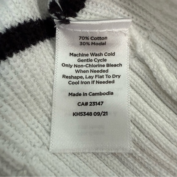 Women’s Talbots Stripe Shaker Stitch Funnel Neck Shell Mock Neck Sweater Medium - Picture 14 of 16